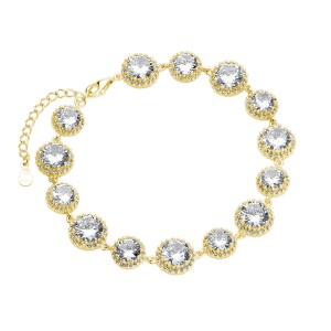 Bratara argint placata cu aur galben cu pietre DiAmanti Z1676BG_W-DIA (Argint 925‰ 15 g.)